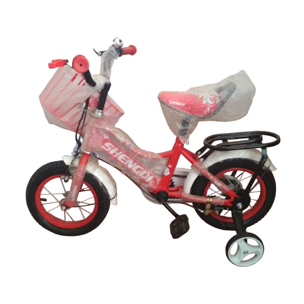 Kids Bicycle 12″ (P-8-13) for 4-8 years old children, featuring a sturdy frame, adjustable seat, reliable brakes, and colorful design for a safe and fun riding experience.